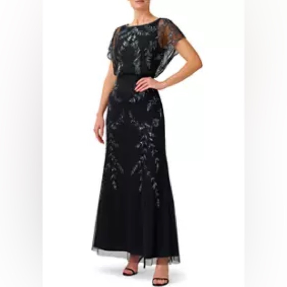 Adrianna Papell Studio Black Beaded Gown - Picture 3 of 14
